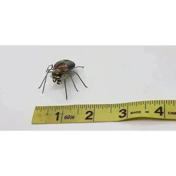 Vintage Large Spider Pin Brooch Insect Retro Silver & Brass MCM - Picture 10 of 11